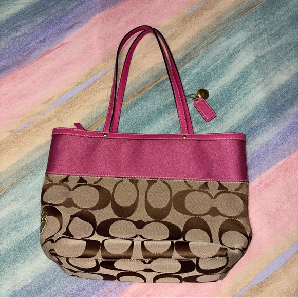 COACH Flower Applique Pink Tote Bag & purse & wallet matching set - Picture 2 of 16